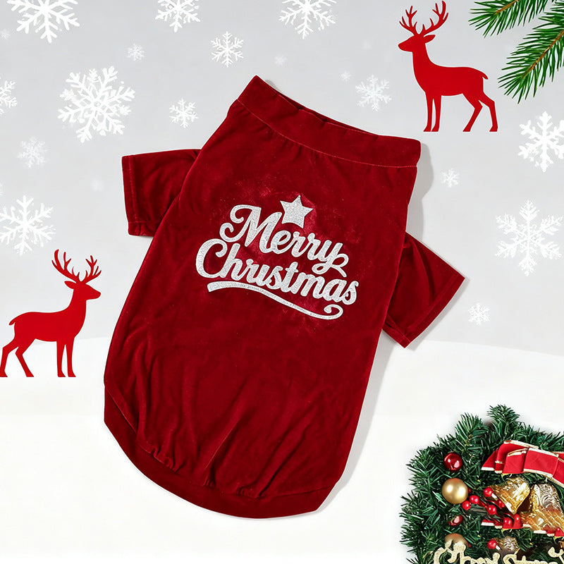 New Product Christmas Pet Clothes Autumn And Winter Two-legged Vest New Year Small, Medium And Large Dog Clothes