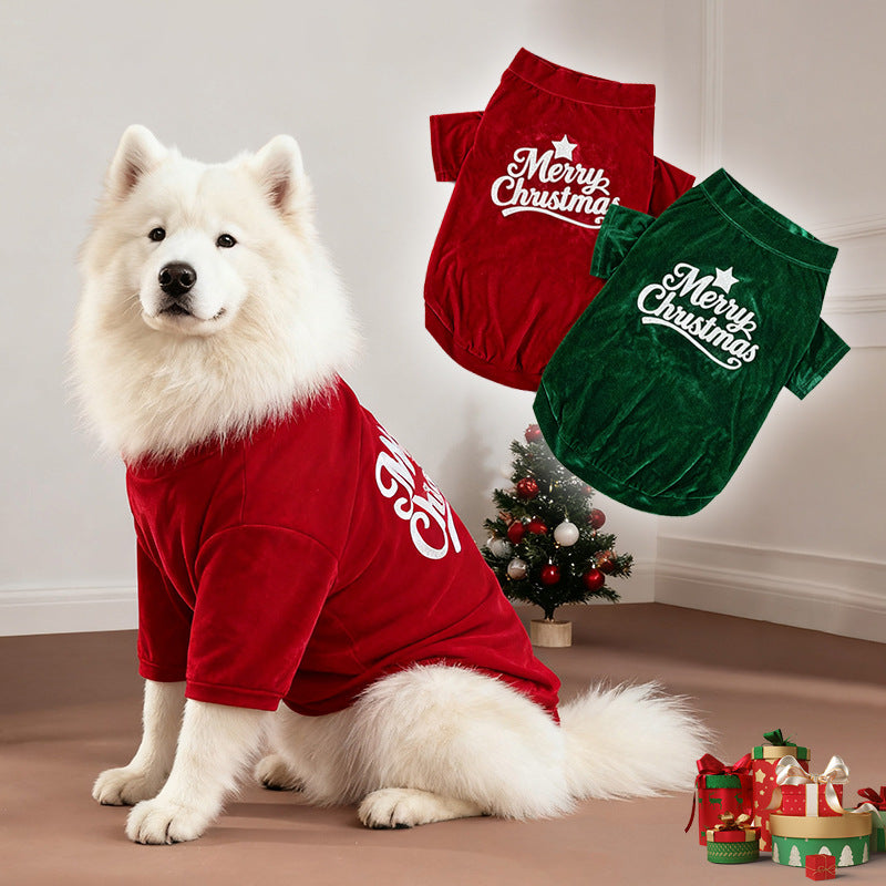 New Product Christmas Pet Clothes Autumn And Winter Two-legged Vest New Year Small, Medium And Large Dog Clothes