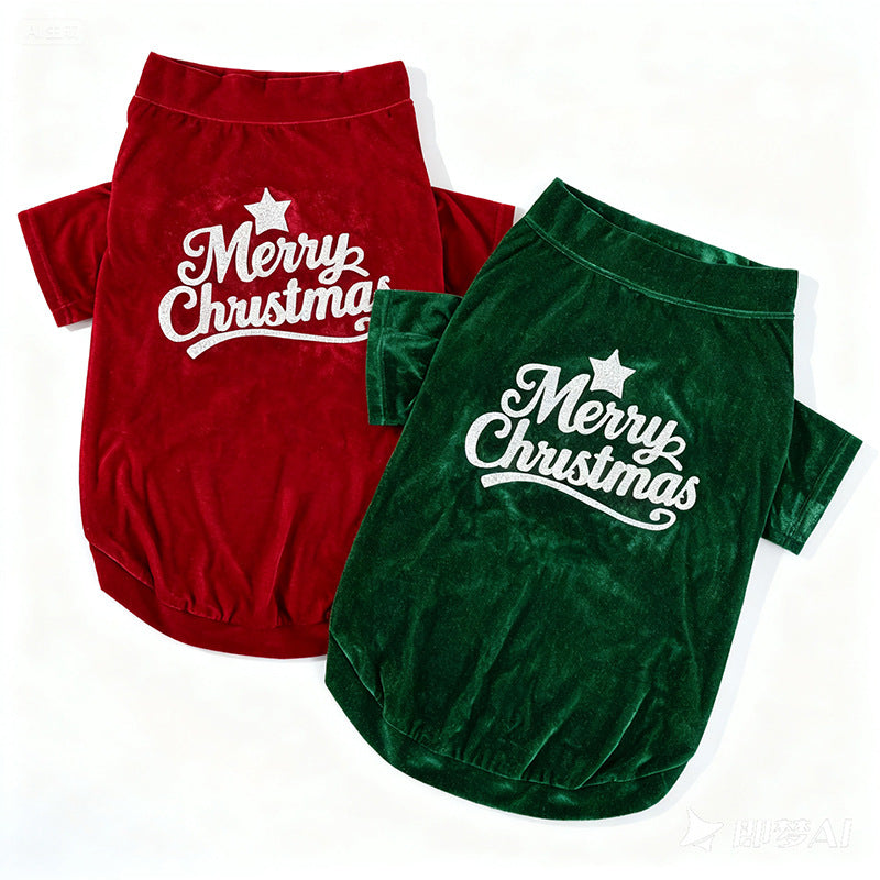New Product Christmas Pet Clothes Autumn And Winter Two-legged Vest New Year Small, Medium And Large Dog Clothes