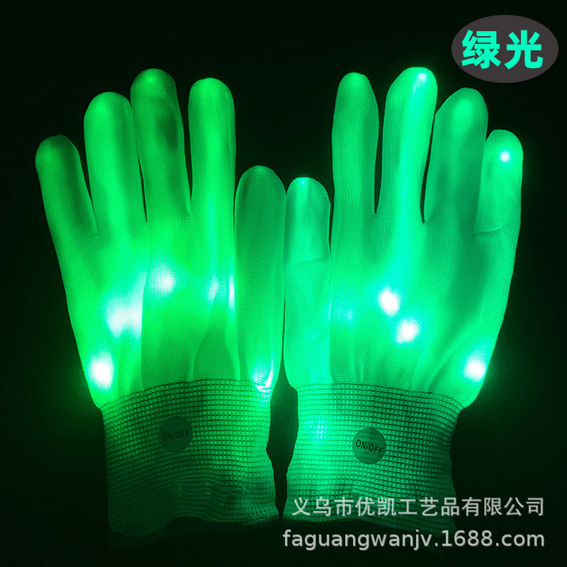 LED Glowing Show Gloves Novelty Hand Bone Glowing Gloves Rainbow Halloween Christmas Glowing Gift Gloves