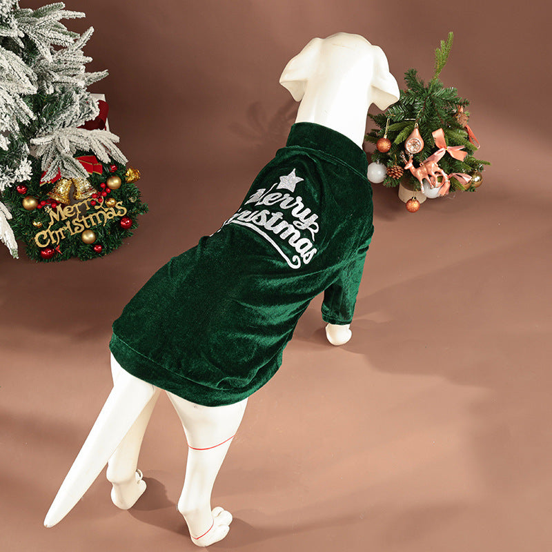 New Product Christmas Pet Clothes Autumn And Winter Two-legged Vest New Year Small, Medium And Large Dog Clothes