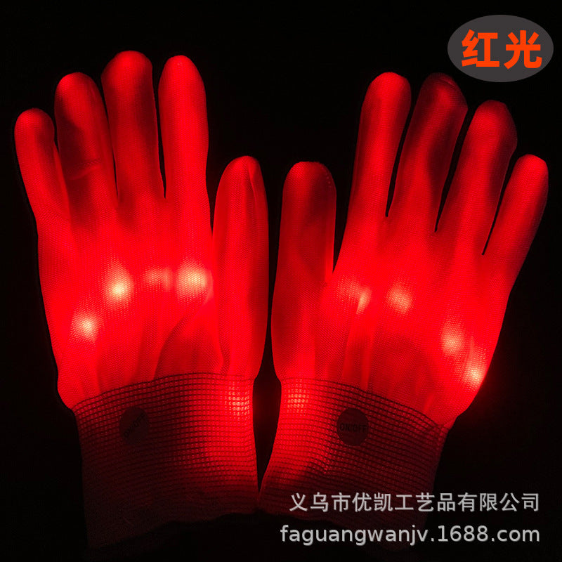 LED Glowing Show Gloves Novelty Hand Bone Glowing Gloves Rainbow Halloween Christmas Glowing Gift Gloves