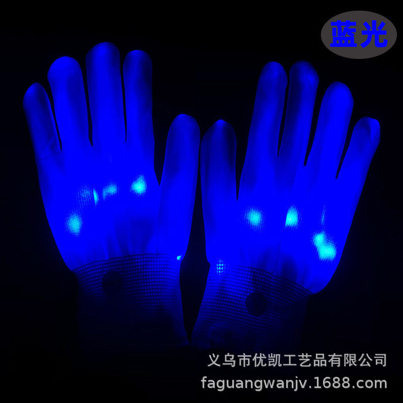 LED Glowing Show Gloves Novelty Hand Bone Glowing Gloves Rainbow Halloween Christmas Glowing Gift Gloves