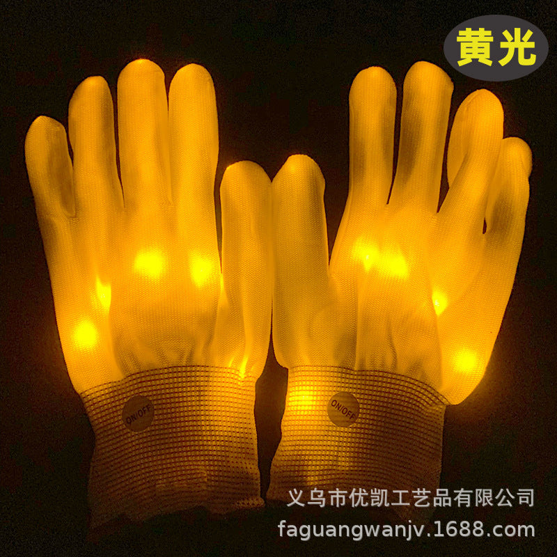 LED Glowing Show Gloves Novelty Hand Bone Glowing Gloves Rainbow Halloween Christmas Glowing Gift Gloves