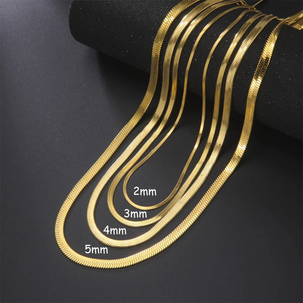Elegant Gold Herringbone Snake Necklace™